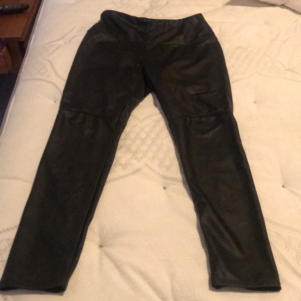 Black faux leather pants